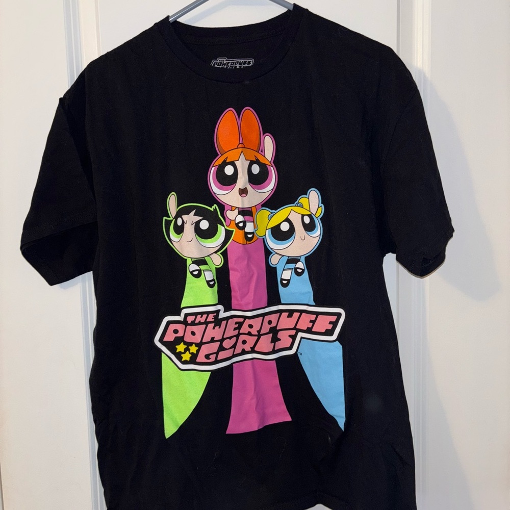 Powerpuff Girls Black T-Shirt, Sz L